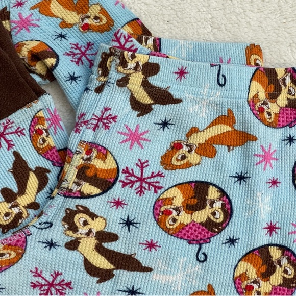 Y2K Disney Chip and Dale Blue Thermal Jogger Sleep Pajama Set 2pc XS - Picture 4 of 7
